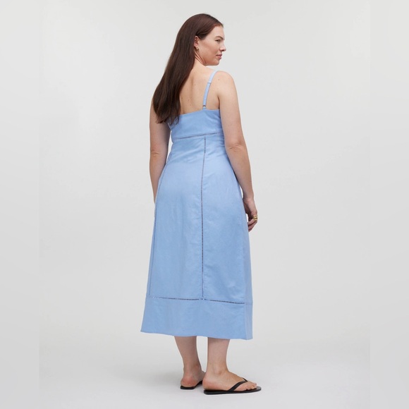 Madewell Sweetheart Midi Dress Linen Cotton Blend in Powder Blue Size 2 NWT - Picture 5 of 13